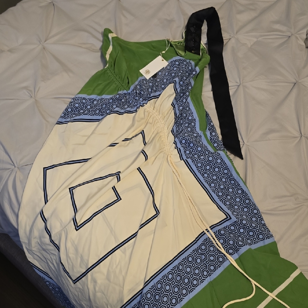 Tory Burch Green and Blue Maxi Dress